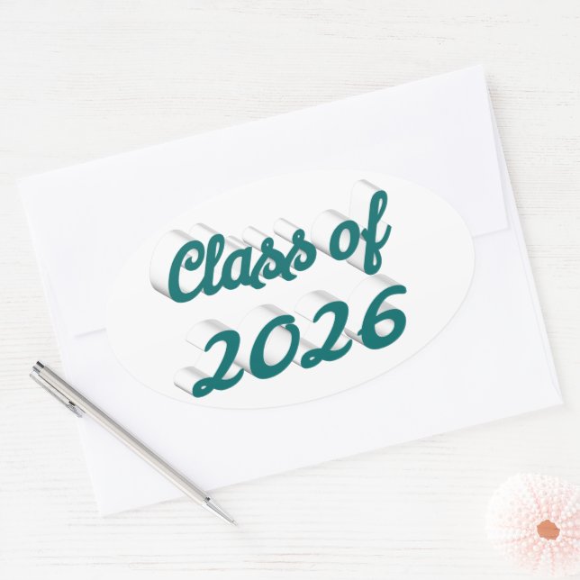Class of 2026 green script graduation oval sticker (Envelope)