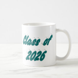 Class of 2026 green typography graduation coffee mug