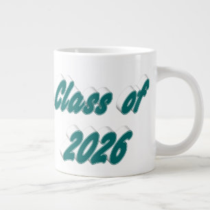 Class of 2026 green typography graduation large coffee mug
