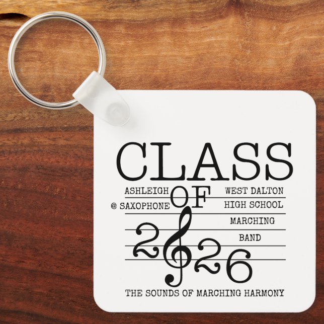 Class of 2026 Marching Band Graduate Inspirational Keychain (Front)