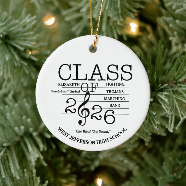 Class of 2026 Marching Band Music Ceramic Ornament (Tree)