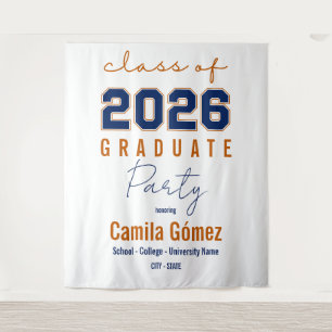 Class of 2026 Minimalist Graduation Backdrop Tapestry