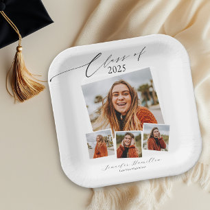 Class Of 2026 Minimalist Photo Grad Party Paper Plate
