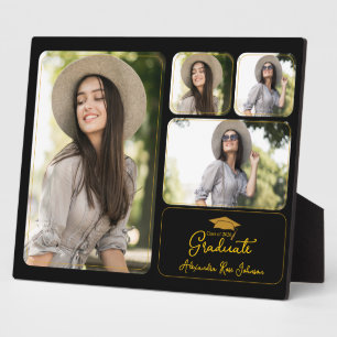 Class of 2026 Multi Photo Black & Gold Graduation Plaque