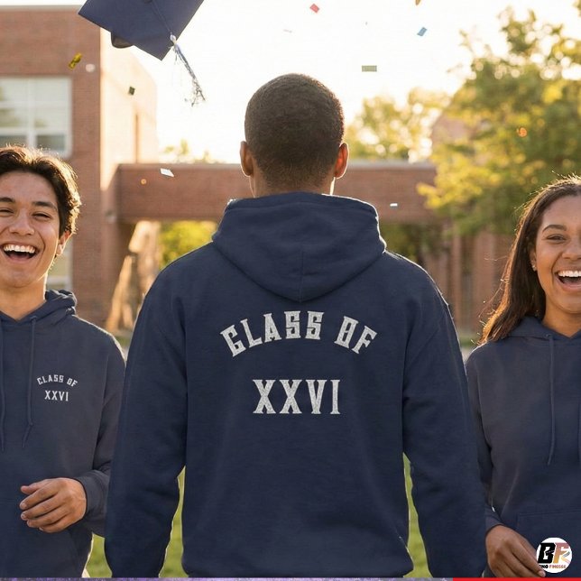 Class of 2026 Navy Embroidered Graduation  Hoodie (Creator Uploaded)
