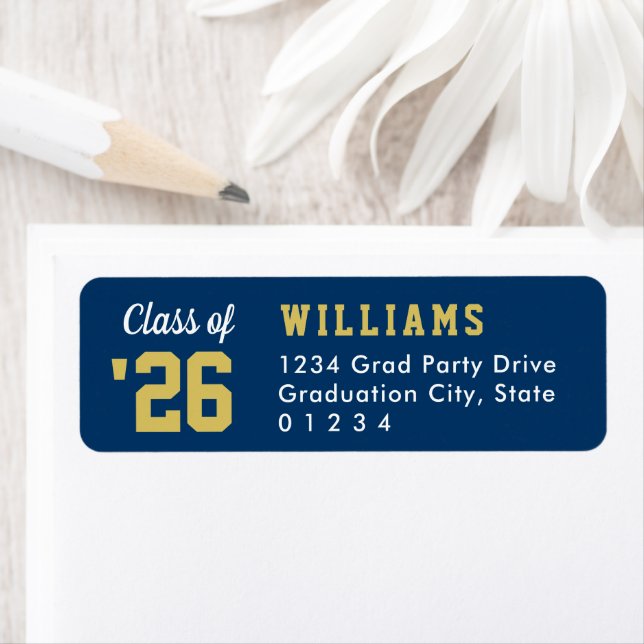 Class of 2026 Navy Gold Graduation Return Address (Insitu)