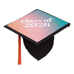 Class of 2026 Peach Blue Gradient Personalized  Graduation Cap Topper