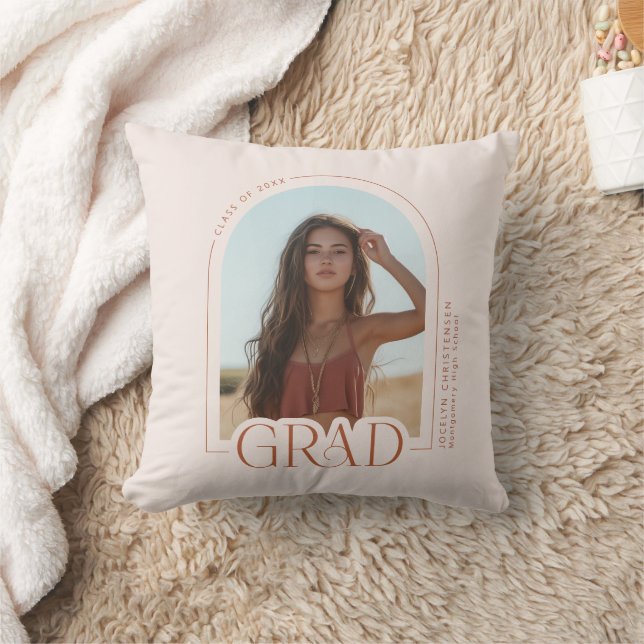 Class of 2026 Photo Blush Pink Graduation Keepsake Throw Pillow (Blanket)