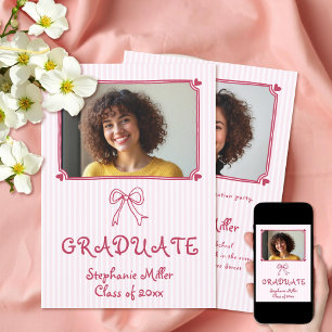Class of 2026 pink bow Graduate photo Invitation