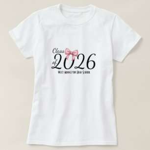 Class of 2026 Pink Bow Graduation T-Shirt