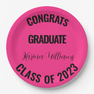 Class of 2026 Pink Graduation College Party Paper Plate