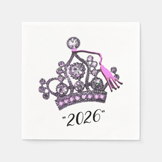  “Class of 2026” Princess Tiara Napkin (Front)