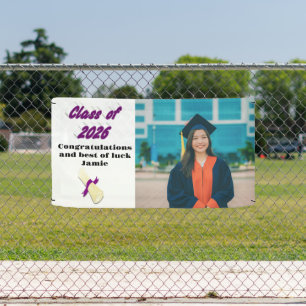 Class of 2026 purple typograhy graduation photo banner