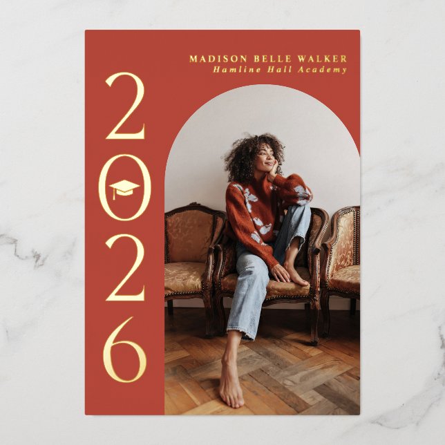 Class of 2026 Red Arch Frame Graduation  (Front)