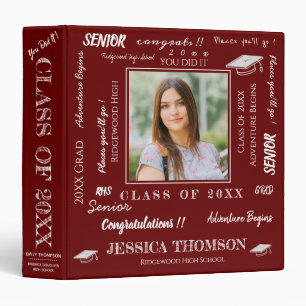 Class of 2026 Red Graduation Photo Memories Binder