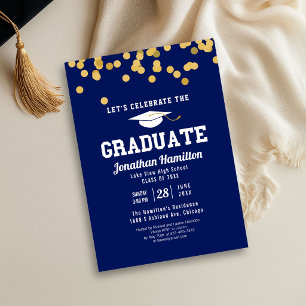 Class of 2026 Royal Blue Gold Graduation Party  Invitation