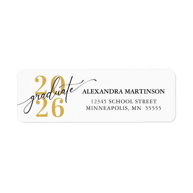Class of 2026 Script Gold and Black Return Address (Front)