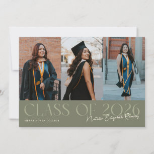 Class of 2026 Script Name Sage Green Grad Photo Announcement