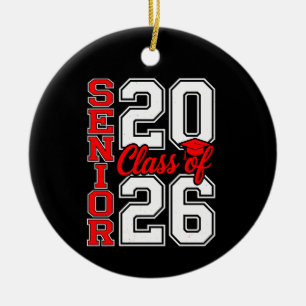 Class Of 2026 Senior 26 Red Graduation Graduate Ceramic Ornament