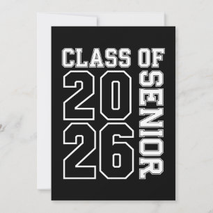 Class Of 2026 Senior Black And White Graduation Invitation