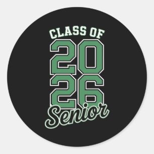 Class Of 2026 Senior Green Graduation Graduate Classic Round Sticker