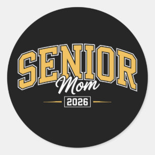 Class Of 2026 Senior Mom Gold Yellow Graduation Classic Round Sticker
