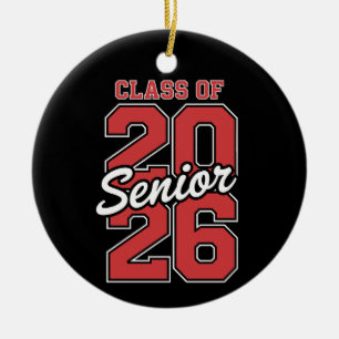 Class Of 2026 Senior Red Graduation 26 Graduate Ceramic Ornament