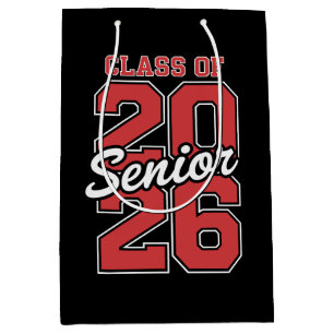 Class Of 2026 Senior Red Graduation 26 Graduate Medium Gift Bag