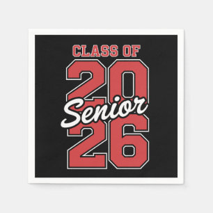 Class Of 2026 Senior Red Graduation 26 Graduate Napkin