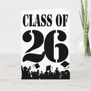 Class of 2026 Silhouette Tossing Caps Invitation