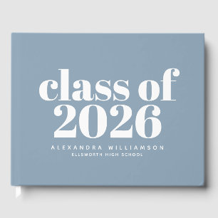 Class of 2026 Simple Dusty Blue Personalized Guest Book