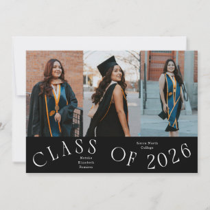 Class of 2026 Typography Grad Photo Black Announcement