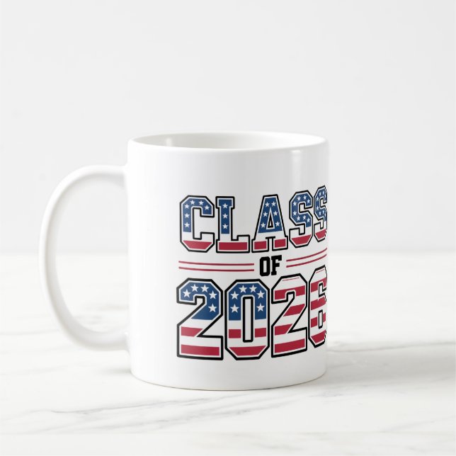Class of 2026 USA Flag Graduation Coffee Mug (Left)