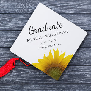 Class of 2026 Yellow Sunflower Graduation   Cap Topper