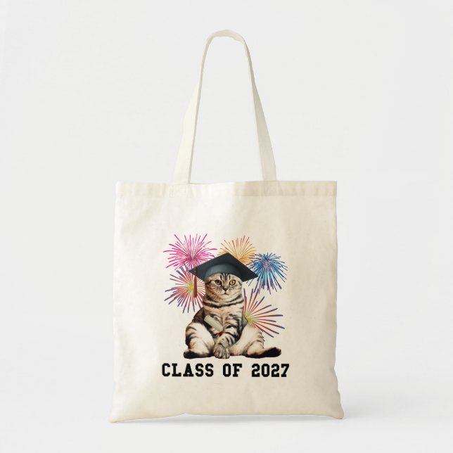 Class of 2027 Cat Lover Tote Bag (Front)