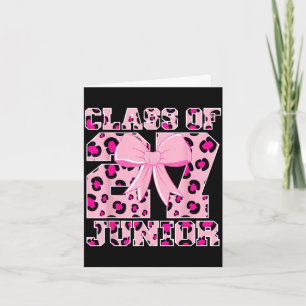 Class of 2027 junior leopard pink bow girly high card