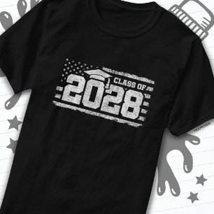 Class of 2028 Graduation American Flag Senior 2028 T-Shirt