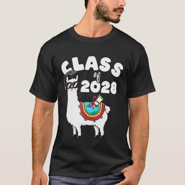 Class Of 2028 Llama First Day Of 4th Grade Tee Gro (Front)