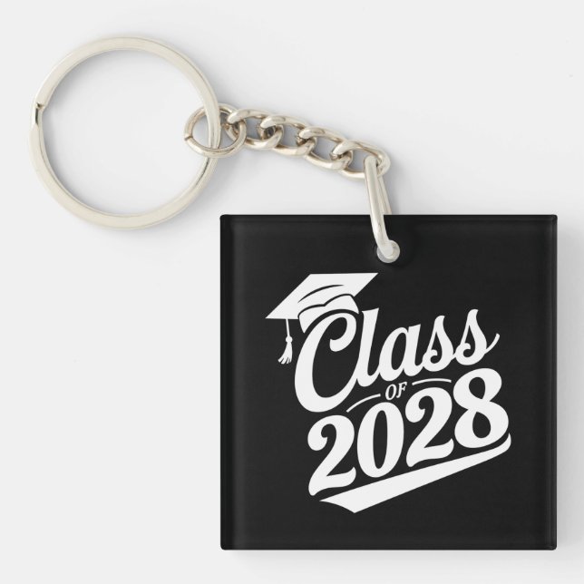 Class Of 2028 Proud Graduate Graduation Keychain (Front)
