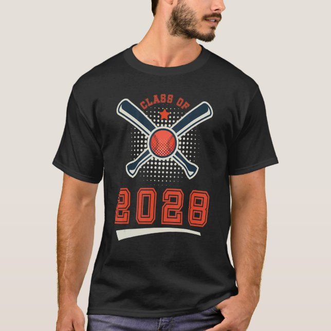 Class of 2028 School Graduation Baseball Player Sp T-Shirt (Front)