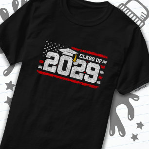 Class of 2029 Graduation American Flag Senior 2029 T-Shirt