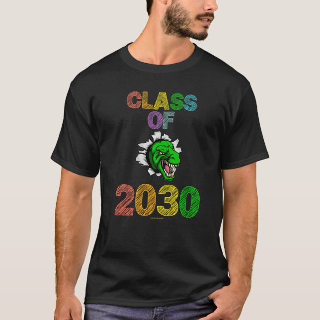Class Of 2030 Chalk Rex Dinosaur Elementary Kinder T-Shirt (Front)