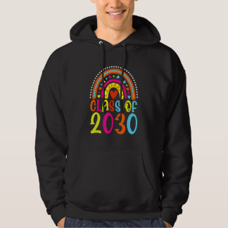 Class Of 2030 Rainbow Pink Graduate Preschool Kind Hoodie