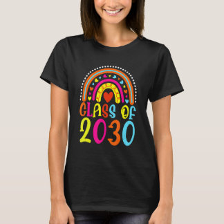 Class Of 2030 Rainbow Pink Graduate Preschool Kind T-Shirt