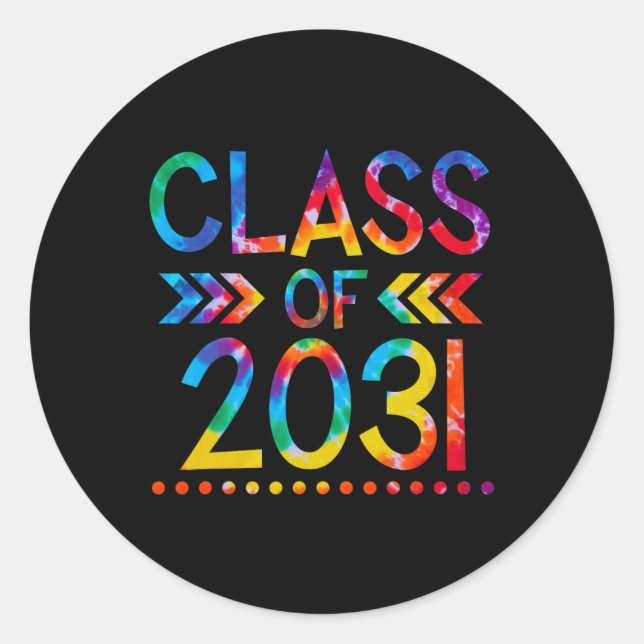 Class of 2031 - Tie dye Back to School Class of 20 Classic Round Sticker (Front)