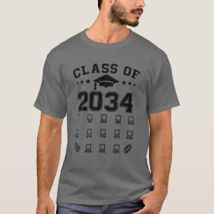 Class Of 2034 Checklist Grow With Me Kindergarten T-Shirt
