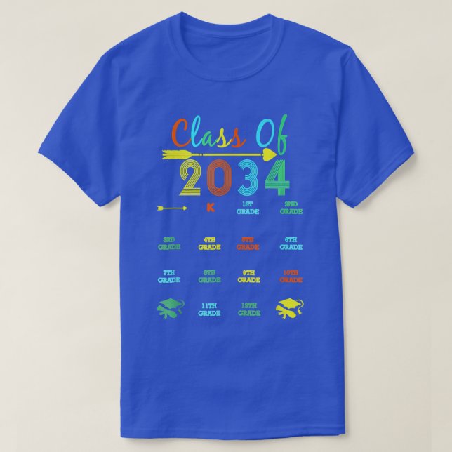Class Of 2034 Checklist Handprint Grow With Me Boy T-Shirt (Design Front)