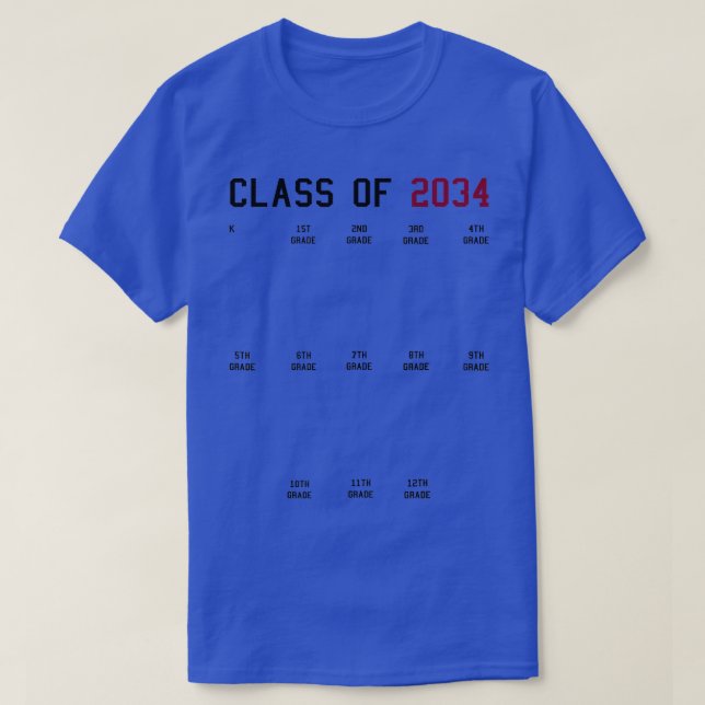 Class of 2034 Grow with Me  2034 Graduation Handpr T-Shirt (Design Front)