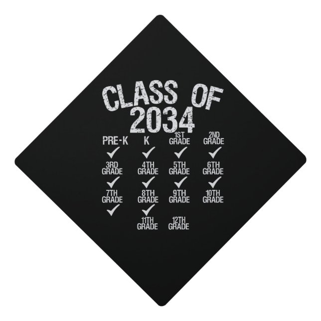 Class Of 2034 Grow With Me 8th Grade Graduation Graduation Cap Topper (Front)