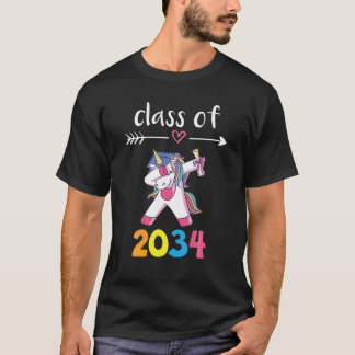 Class Of 2034 Grow With Me Dabbing Unicorn Graduat T-Shirt